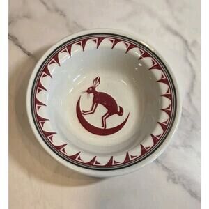 Sterling China Ancient Mimbreño Indian Burgundy Cereal Bowl Rabbit Santa Fe EUC